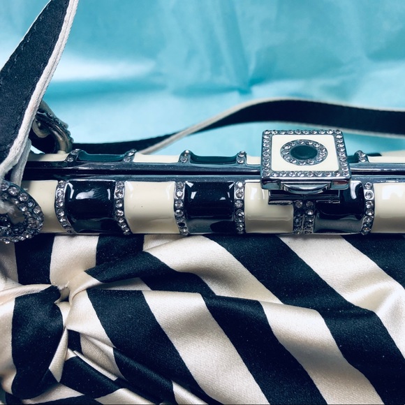 Valentino Black And Ivory Satin Evening Bag - Picture 3 of 5